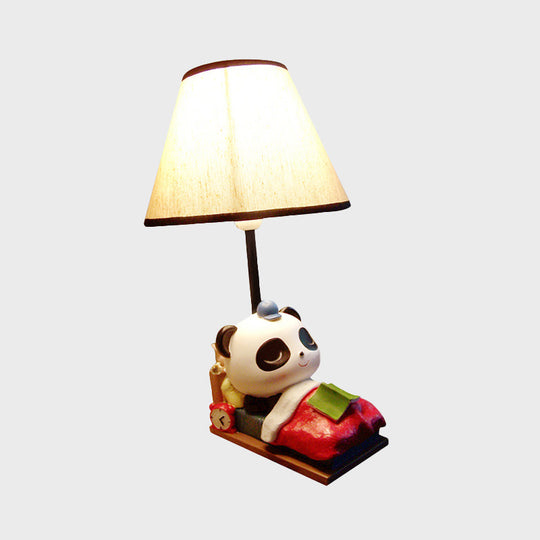 Brielle - Panda Sleeping Bear Resin Table Light Cartoon 1 Head Black - White Nightstand Lamp With