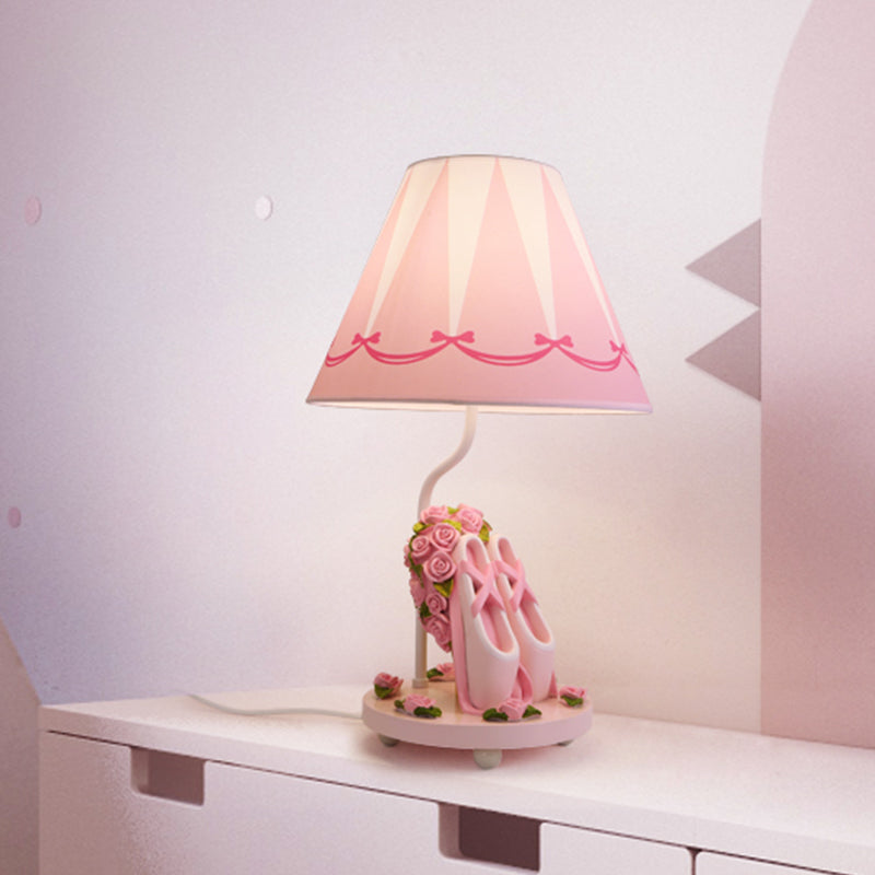 Bailey - Ballet Shoes Girl’s Bedside Night Lamp Resin 1 Head Kids Style Table Light With Cone