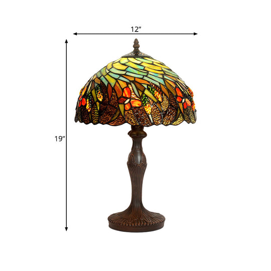 Sarah - Hand Cut Glass Coffee Night Light Spiral Pattern 1 Head Tiffany Table Lighting With Scallop