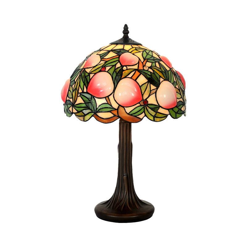Pauline - Peach Stained Glass Night Lamp: Tiffany - Style Coffee Table Light