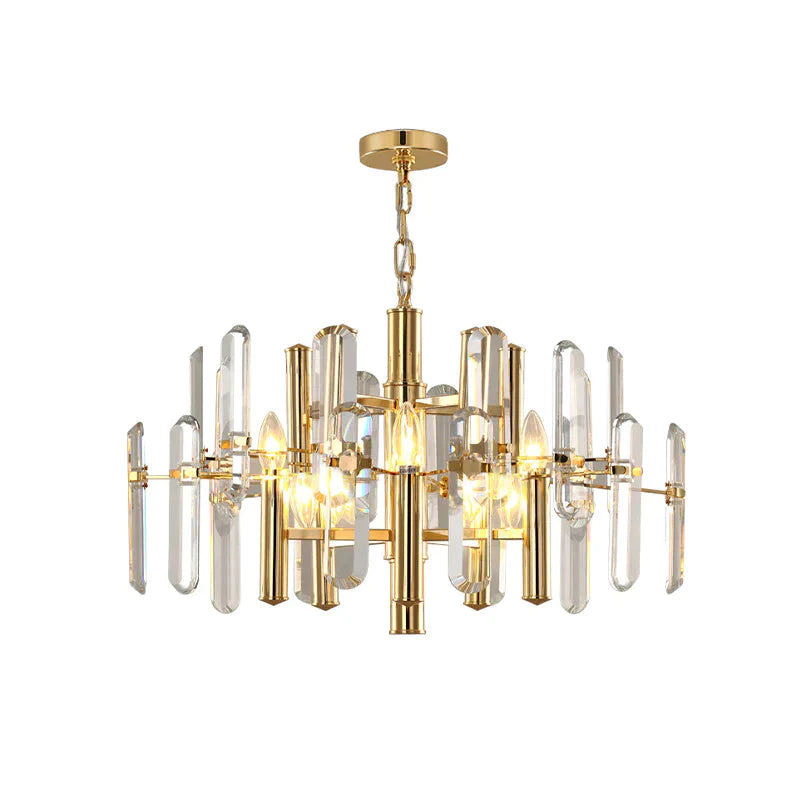 2 Tier Crystal Gold Pendant Ceiling Light Chandelier For Living Room