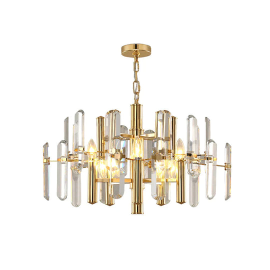 2 Tier Crystal Gold Pendant Ceiling Light Chandelier For Living Room