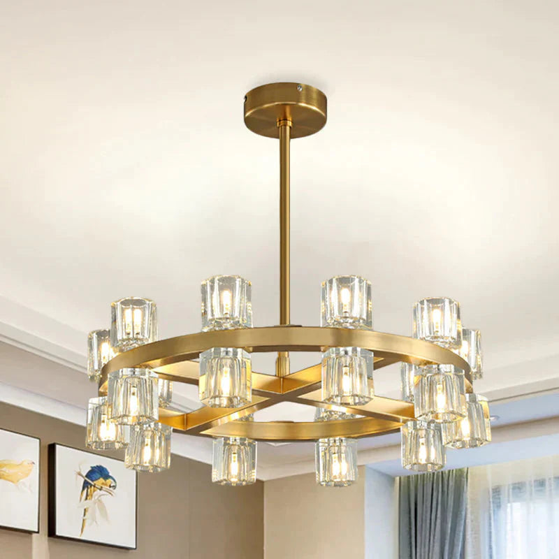 20 - Light Brass Crossed Circle Chandelier For Living Room