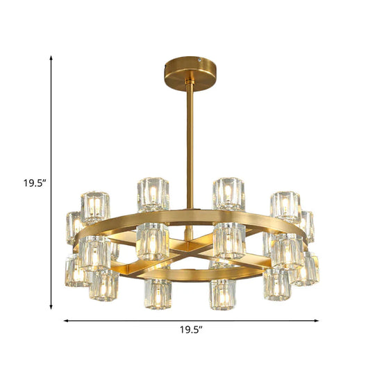 20 - Light Brass Crossed Circle Chandelier For Living Room