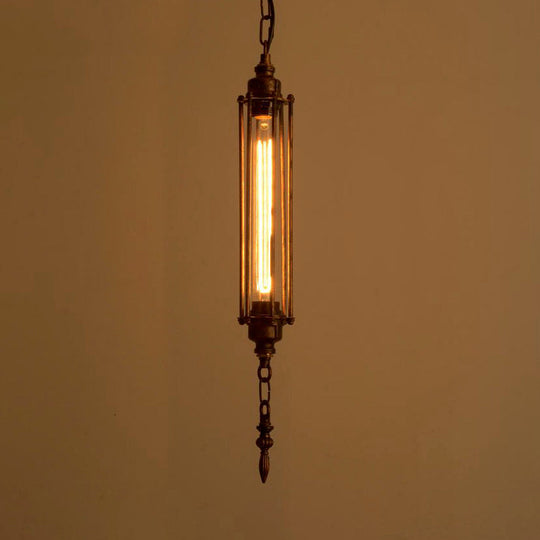 Scheddi - Rustic 1 Head Pendant Lighting With Wire Guard Wrought Iron Farmhouse Style Restaurant