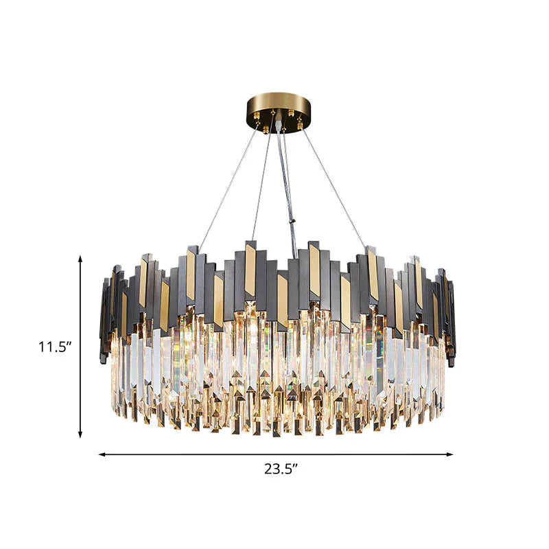 Modern Black And Gold Crystal 8 Bulb Chandelier
