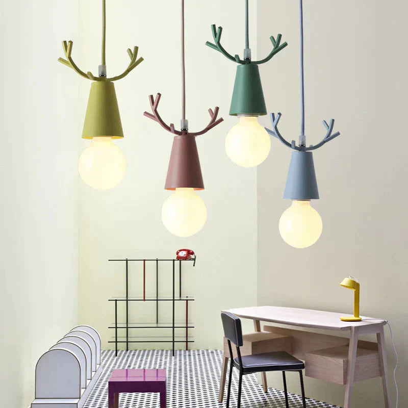 Nordic Colored Elk Lamp Personality Coffee Restaurant Milk Tea Shop Balcony Bedroom Macalon Ins