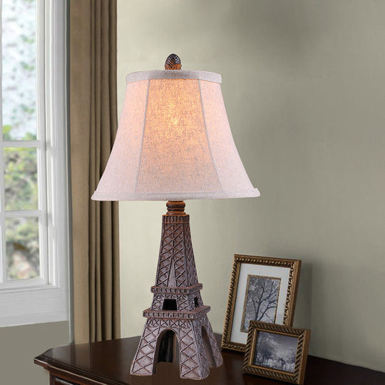 Alexa - Paradise Tower Desk Lamp With Paneled Bell Fabric Shade