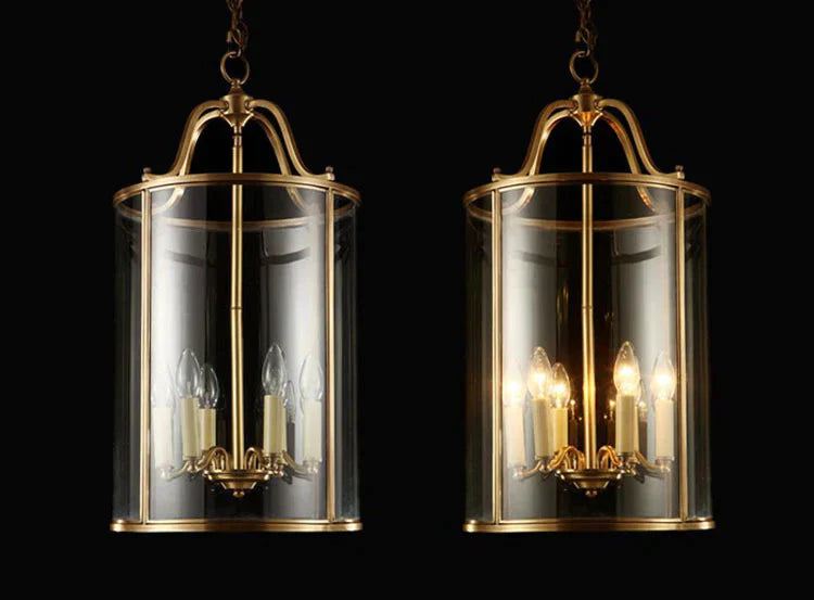 American All Copper Chandelier Glass Birdcage Lamp Pendant