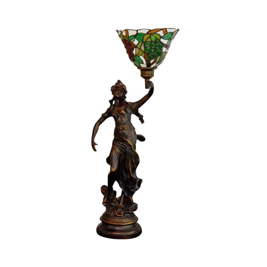 Clara - Tiffany Table Lighting In Bronze With Angel Statue Night Stand Light