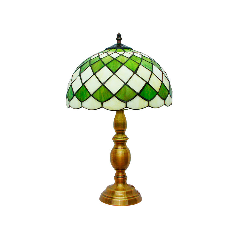 Aurore - 1 - 1 Head Bedroom Nightstand Lighting Mediterranean Green Table Lamp With Lattice Bowl