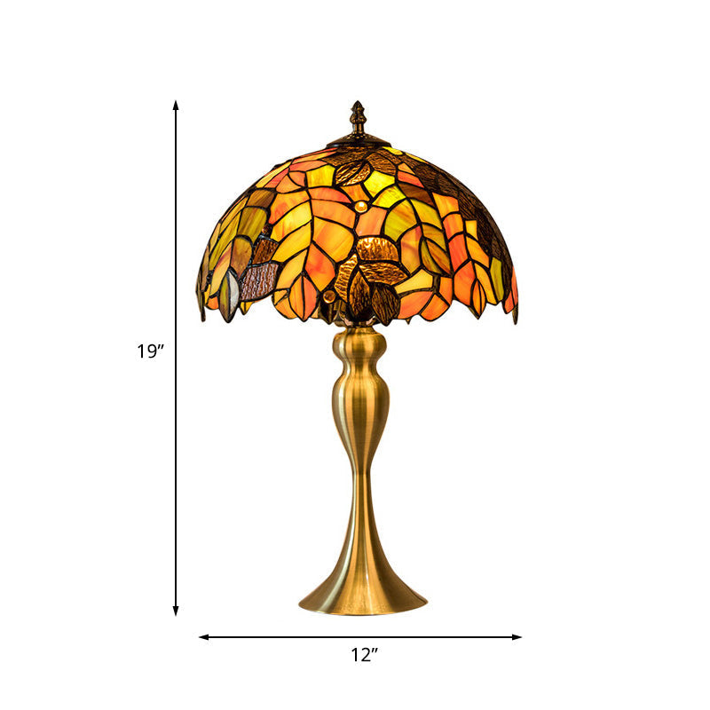 Abigail - Baroque 1 - Light Leaf Patterned Night Lamp Gold Finish Hand Cut Glass Table Lighting