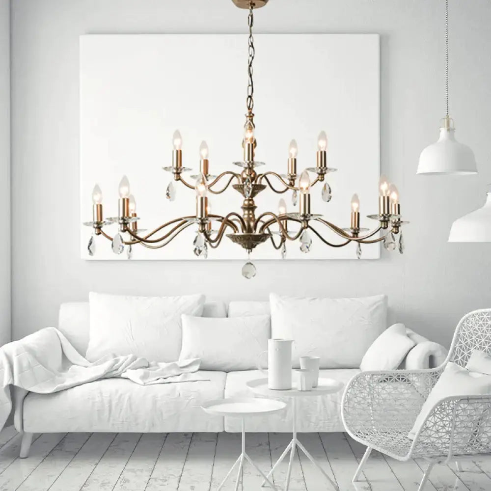 9/12/15 Lights Ceiling Light Country Candle Metal Hanging Chandelier In Champagne For Dining Room
