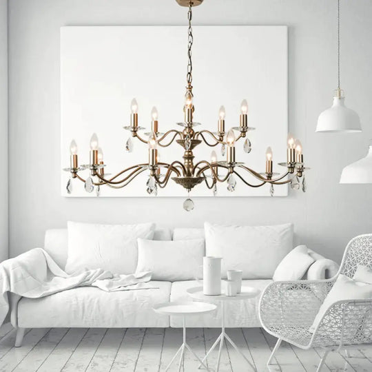 9/12/15 Lights Ceiling Light Country Candle Metal Hanging Chandelier In Champagne For Dining Room