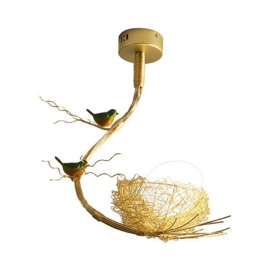 Eliza - Rustic Bird Egg Shaped Ceiling Chandelier 3 Lights Milk White Glass Golden Hanging Light