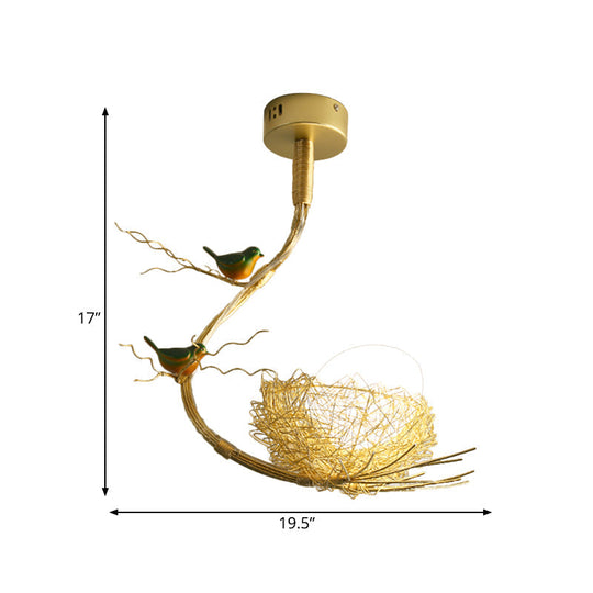 Eliza - Rustic Bird Egg Shaped Ceiling Chandelier 3 Lights Milk White Glass Golden Hanging Light