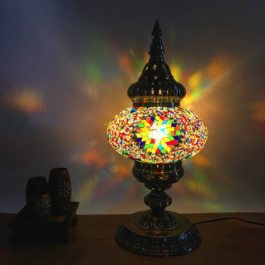 Barbara - Bohemia Elliptical Stained Glass Table Lighting 1 Head Living Room Nightstand Light In