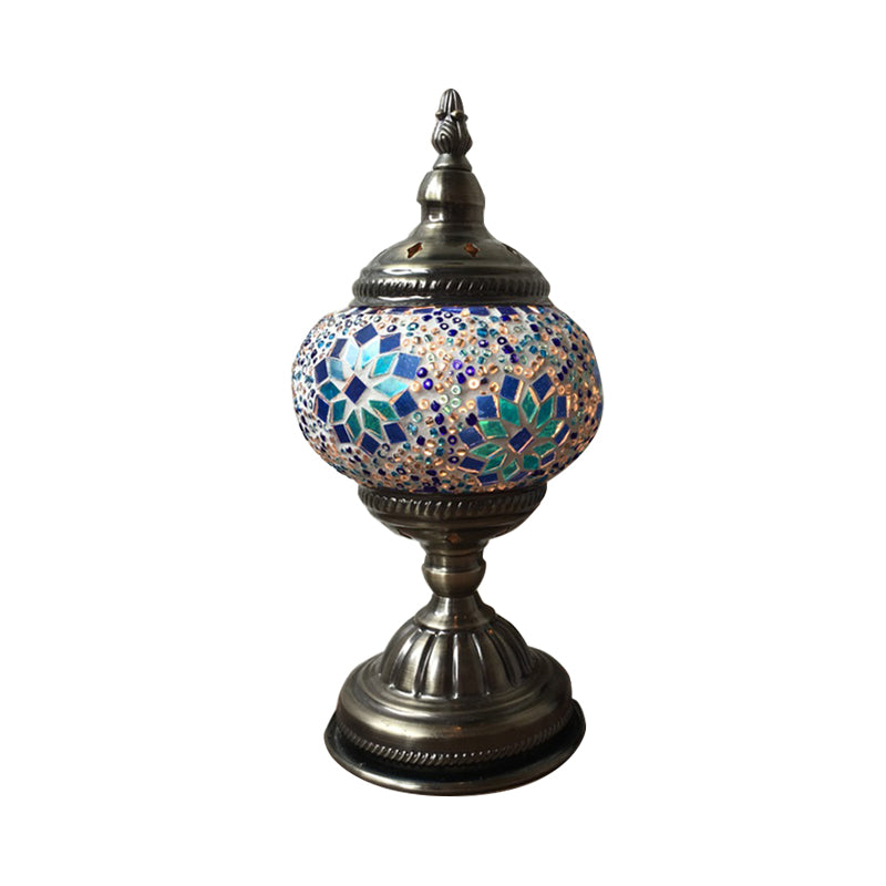 Veronica - Bohemia Orb Night Table Lamp Single Light Hand Cut Glass Nightstand Lighting In
