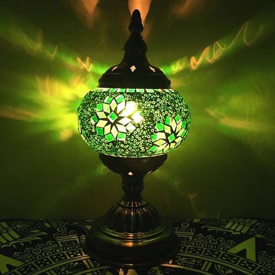 Veronica - Bohemia Orb Night Table Lamp Single Light Hand Cut Glass Nightstand Lighting In