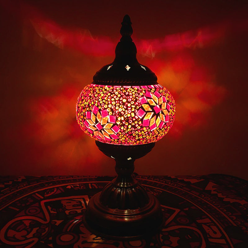 Veronica - Bohemia Orb Night Table Lamp Single Light Hand Cut Glass Nightstand Lighting In