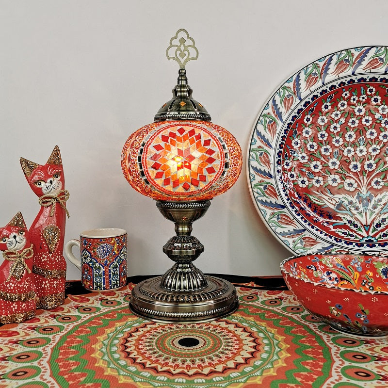 Caroline - Moroccan Oblong Night Light Stained Art Glass Lamp