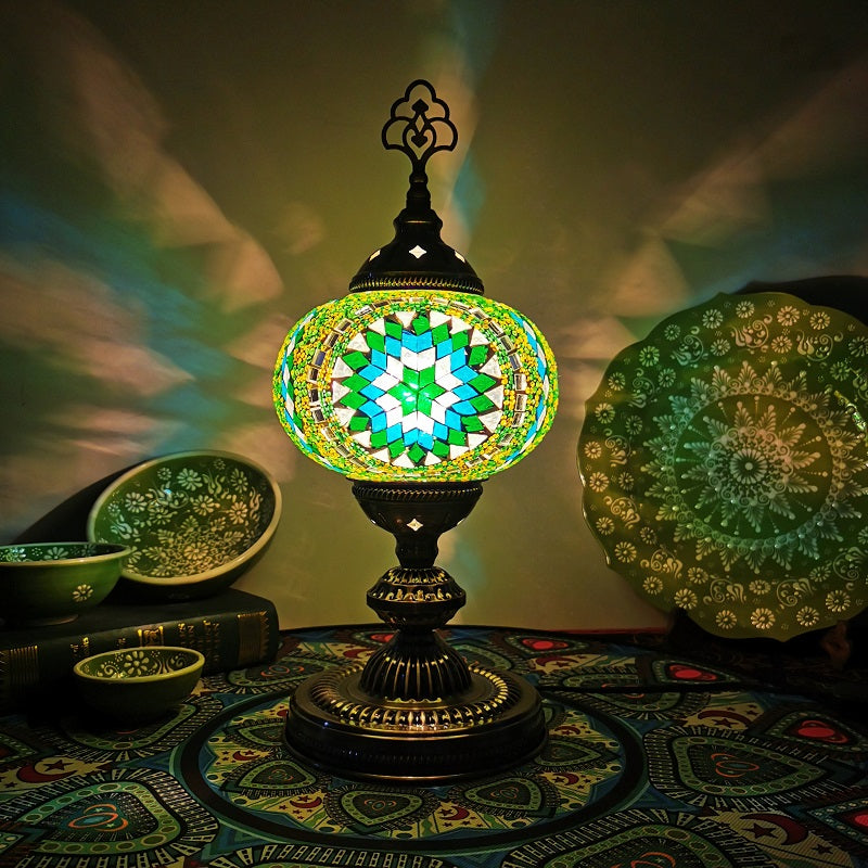 Caroline - Moroccan Oblong Night Light Stained Art Glass Lamp