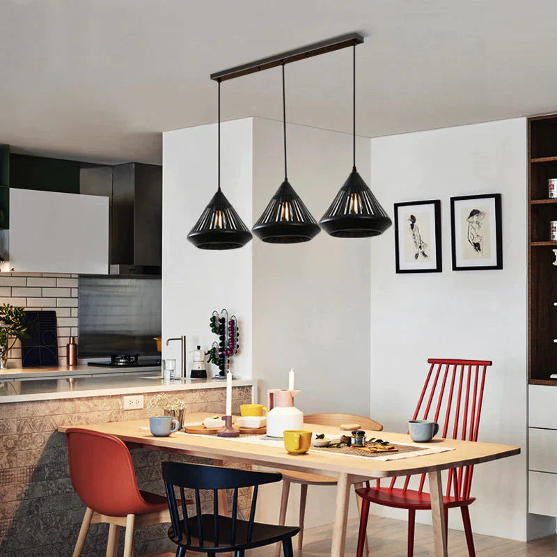 Dining Room Chandelier Three Head Modern Simple Household Hollowed Out Carving Fashion Iron