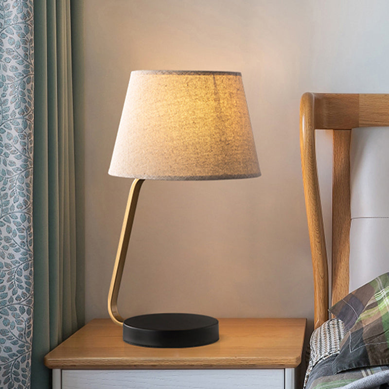 Océane - Nordic Urn - Like Reading Light Metal 1 Head Bedroom Nightstand Lamp With Fabric Shade In
