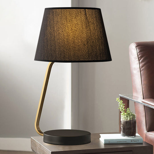 Océane - Nordic Urn - Like Reading Light Metal 1 Head Bedroom Nightstand Lamp With Fabric Shade In