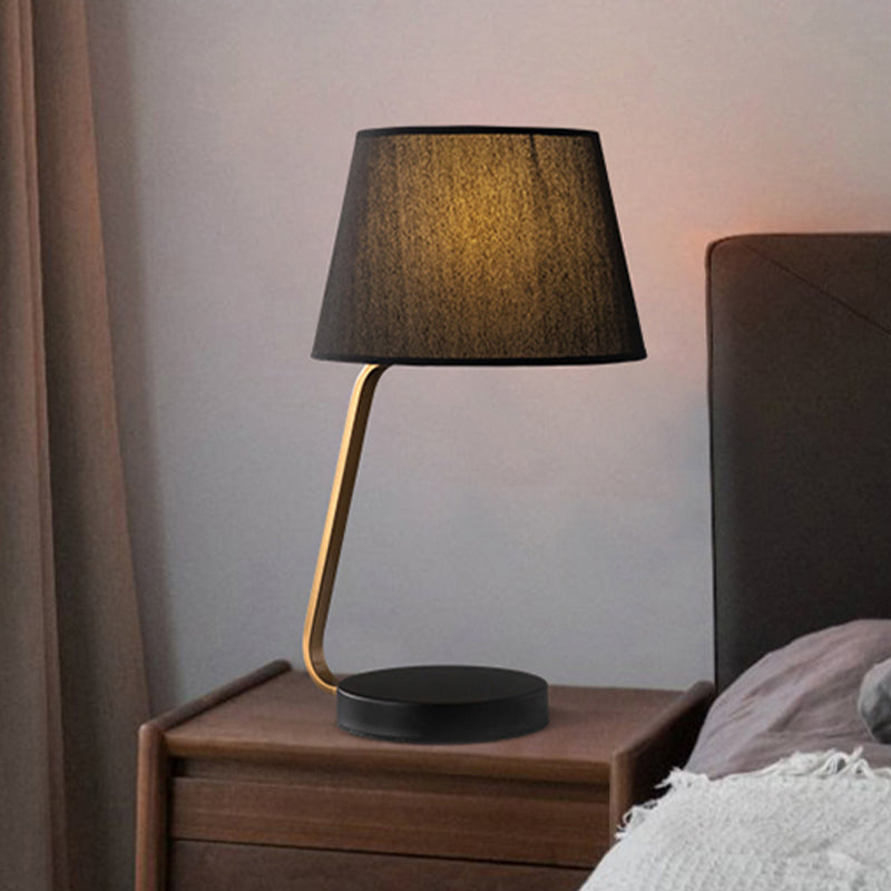 Océane - Nordic Urn - Like Reading Light Metal 1 Head Bedroom Nightstand Lamp With Fabric Shade In