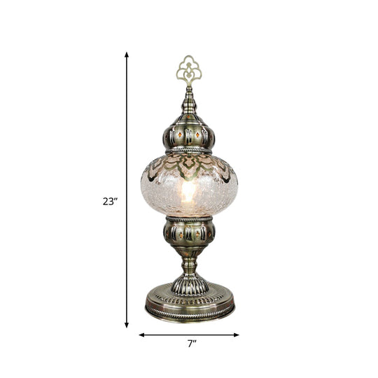Sophie - Crackle Bronze 1 Light Desk Lamp Bohemian Glass Oval/Globe Night Table For Living Room