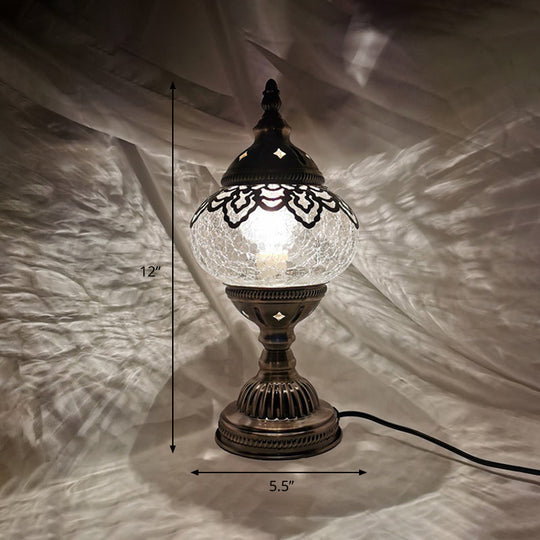 Sophie - Crackle Bronze 1 Light Desk Lamp Bohemian Glass Oval/Globe Night Table For Living Room