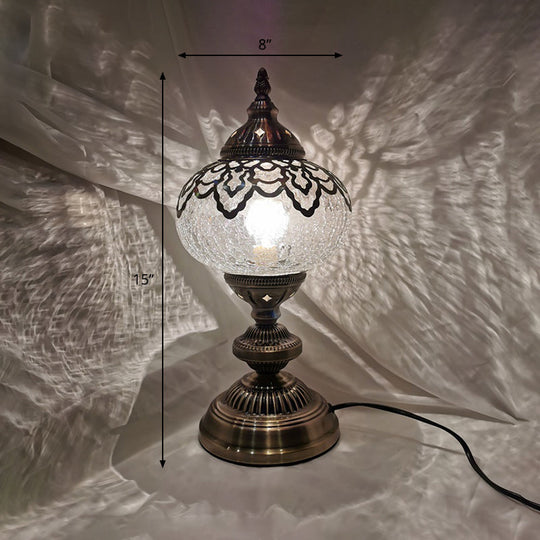 Sophie - Crackle Bronze 1 Light Desk Lamp Bohemian Glass Oval/Globe Night Table For Living Room