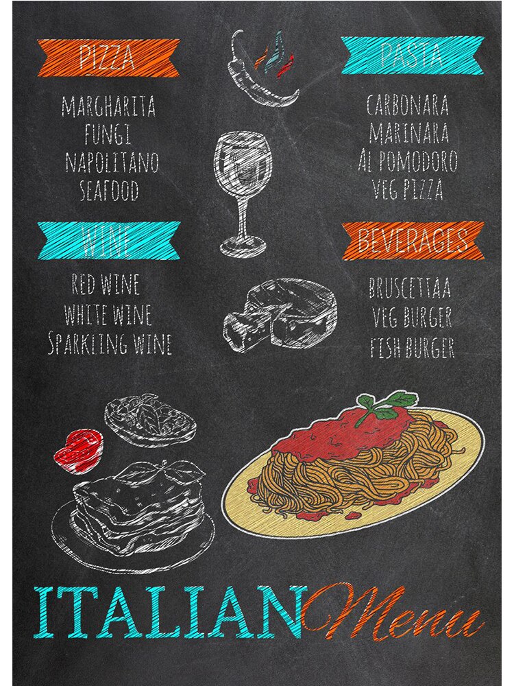 Retro Culinary Canvas Painting: Hamburger Pizza Steak Recipe Menu Poster 13X18Cm No Frame / F Wall