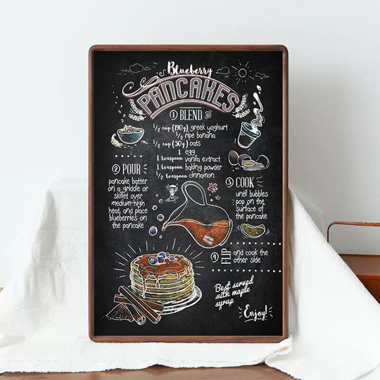 Retro Culinary Canvas Painting: Hamburger Pizza Steak Recipe Menu Poster Wall Painting