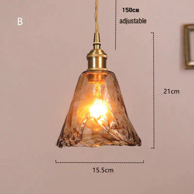 Vintage Brass Chandelier Glass Lamp Art Creative Personality B / No Light Source Pendant