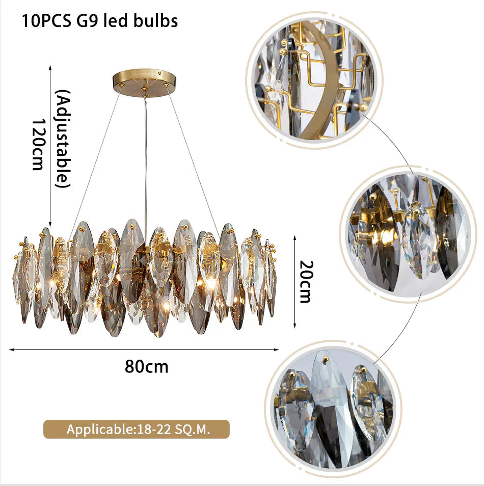 Luxury Crystal Chandelier Living Room Lamps Upscale Modern Pendant