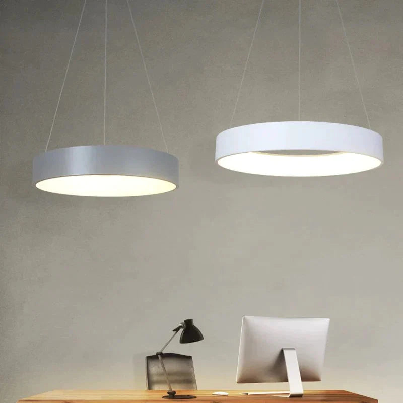 Gray Circle Led Pendant Lights Modern For Dining Room Restaurant Decoration Hanging Lamp Living
