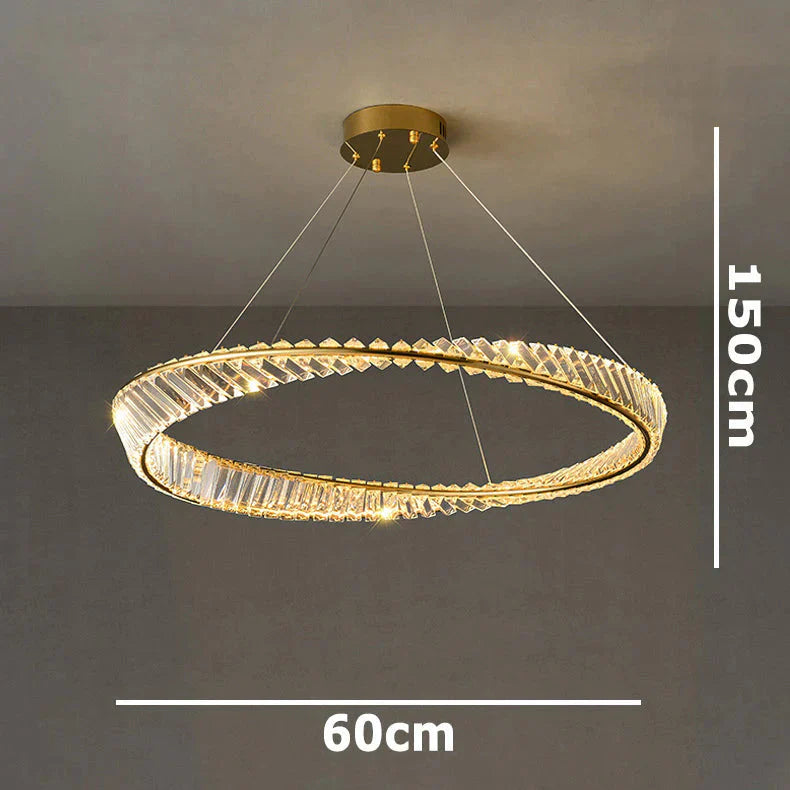 Dimmable Crystal Chandeliers Lighting Modern Ring Pendant Light Led Lamp Fixtures For Dining Room