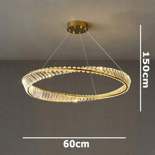 Dimmable Crystal Chandeliers Lighting Modern Ring Pendant Light Led Lamp Fixtures For Dining Room