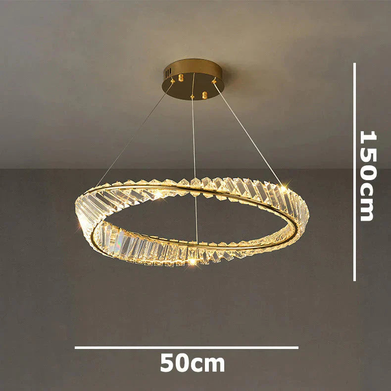 Dimmable Crystal Chandeliers Lighting Modern Ring Pendant Light Led Lamp Fixtures For Dining Room