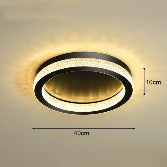 Modern Luxury Black Gold Round Chandelier Crystal Ceiling Lamp Led For Living Room Bedroom Home