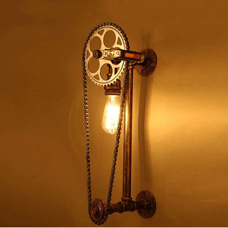 Loft Vintage Water Pipe Wall Lamp Restaurant Bar Cafe Pub Bedroom Livng Room Stair Villa E27 Edison