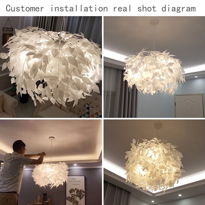 Modern Led Chandelier Creative Personality Feather Round Led Lamp Restaurant Bar Cafe Living Room