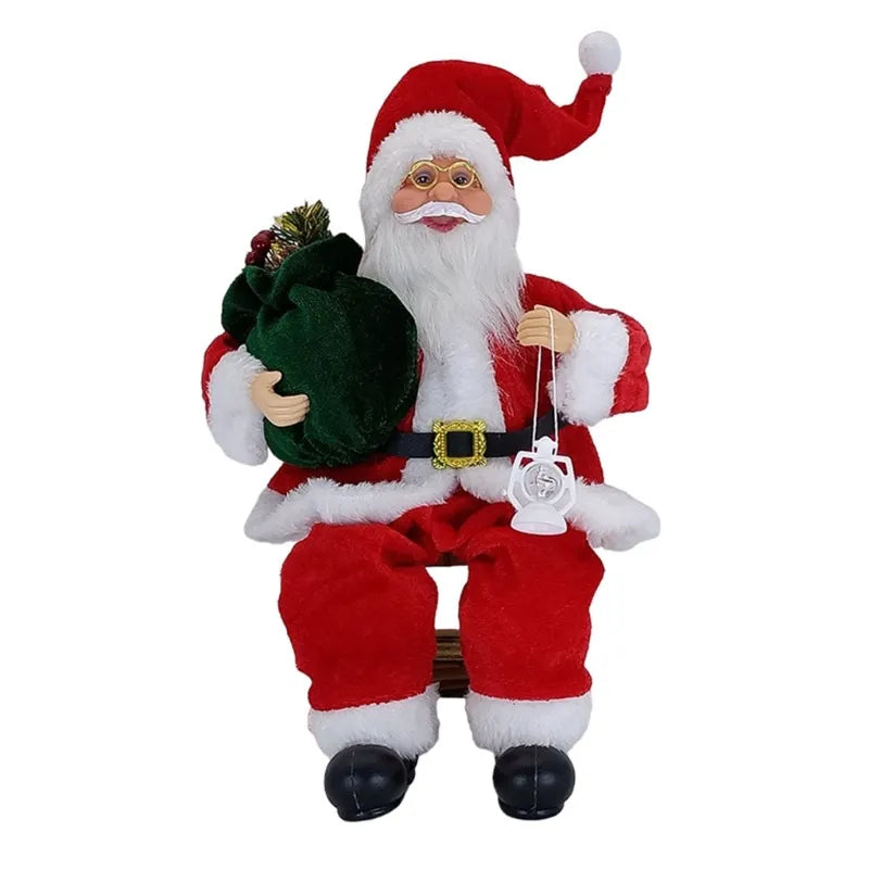 14’’ Sitting Santa Claus Figurines Christmas Figure Decorations Hanging Xmas Tree Ornaments