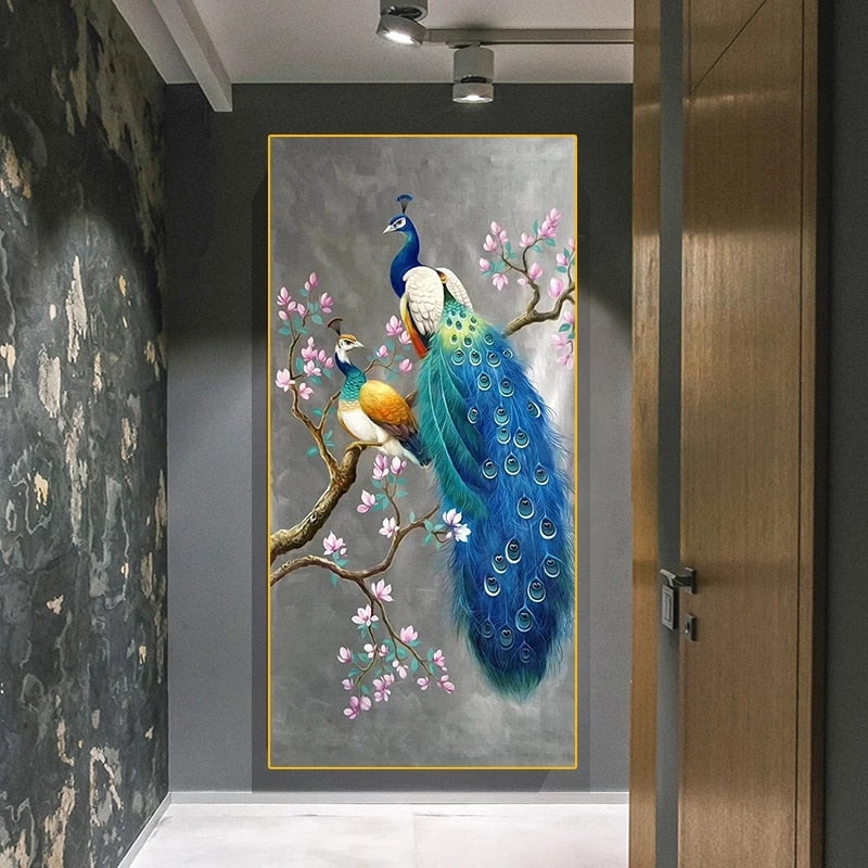 Colorful Peacock Canvas Art - Modern Nordic Animal Prints For Living Room Decor Printings