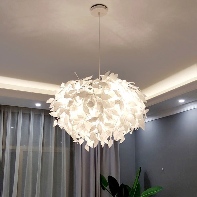 Modern Led Chandelier Creative Personality Feather Round Led Lamp Restaurant Bar Cafe Living Room