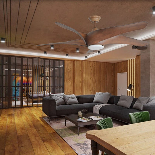 60 - Inch Nordic Brown Vintage Ceiling Fan - Features Led Lights And Remote Control Ideal For