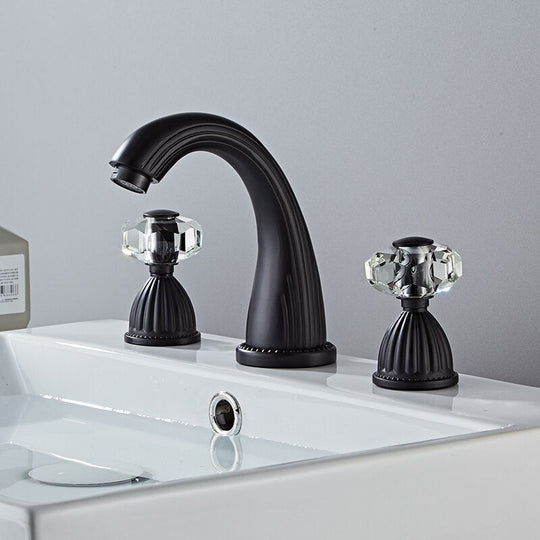 Basin Faucet Antique Bronze Bathroom Sink 3 Hole Widespread Gold/Black/Chrome Mixer Hot And Cold
