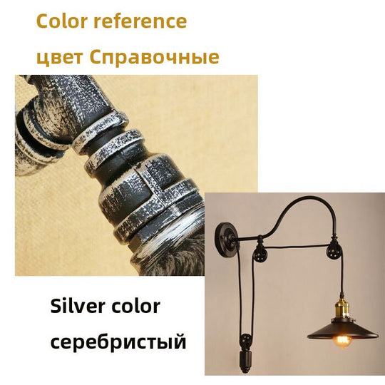 Vintage Retro Loft Wall Lamp Adjustable Iron Lifting Pulley Bedroom Study Office Restaurant Cafe